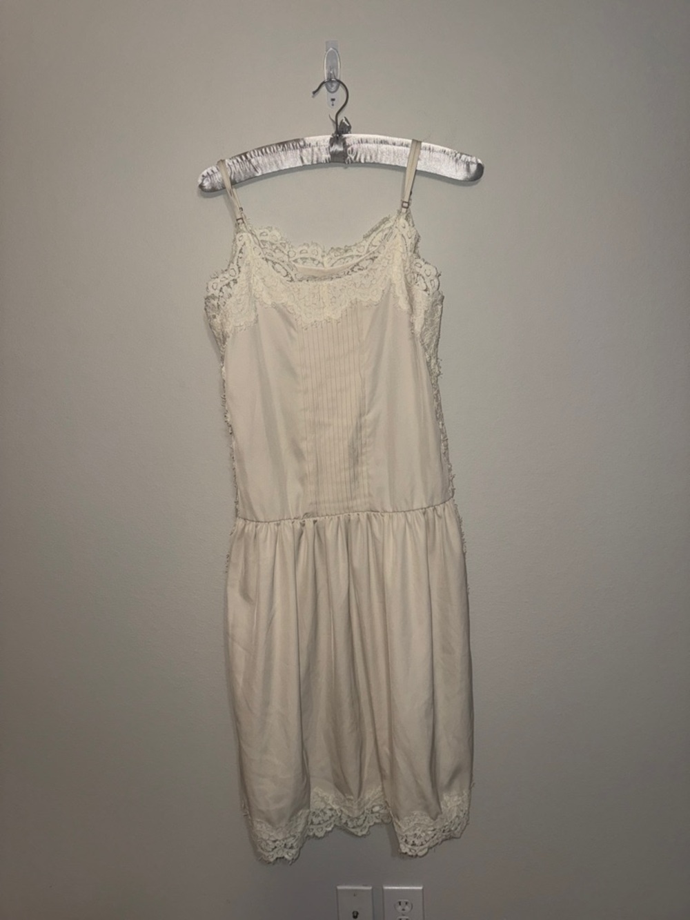 Avantlook Cream Lace-Trim Midi Dress - Small